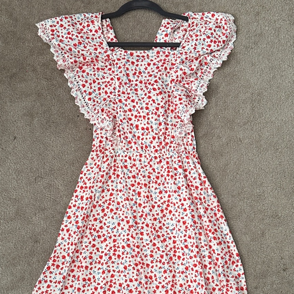 Old Navy Red and White Floral Dress